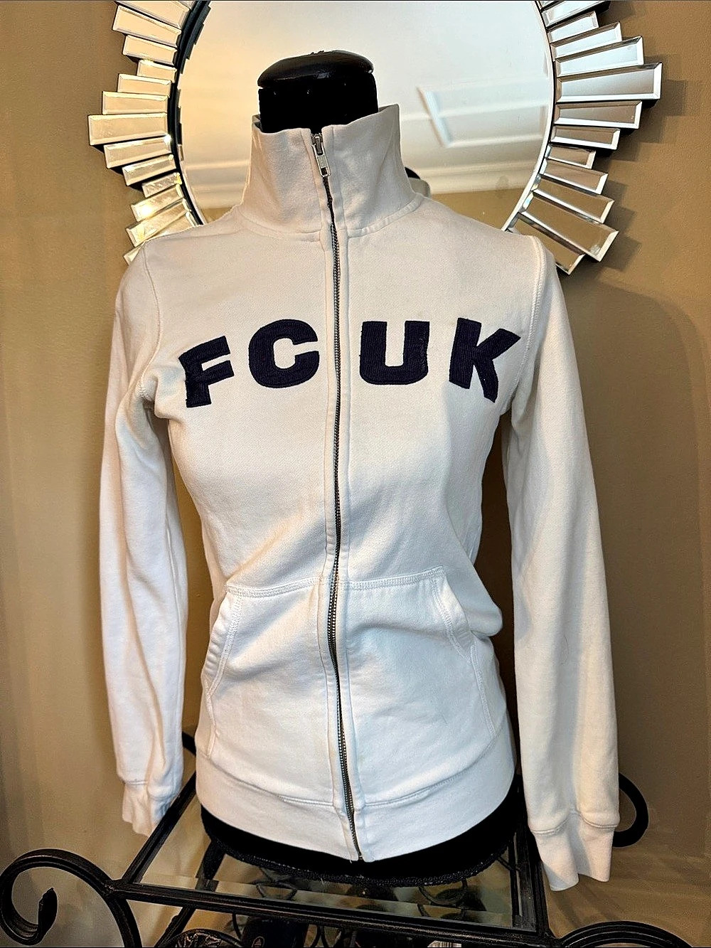 FCUK White Zip Jacket Size Small